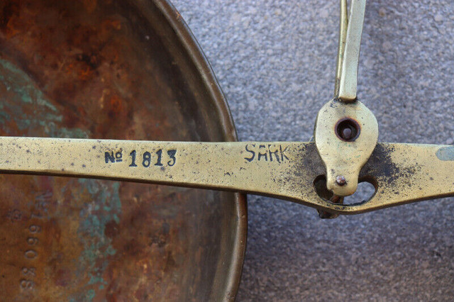 Old Large Brass Hanging Balance Scale in Arts & Collectibles in London - Image 4