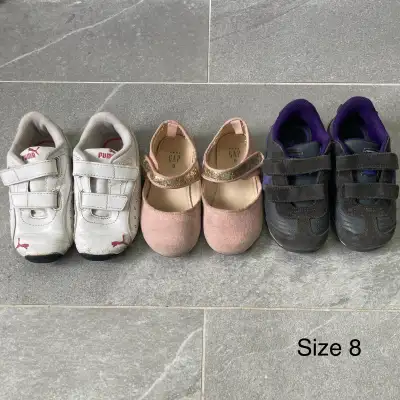 $10 for 4 pairs of size 8 toddler girl shoes 