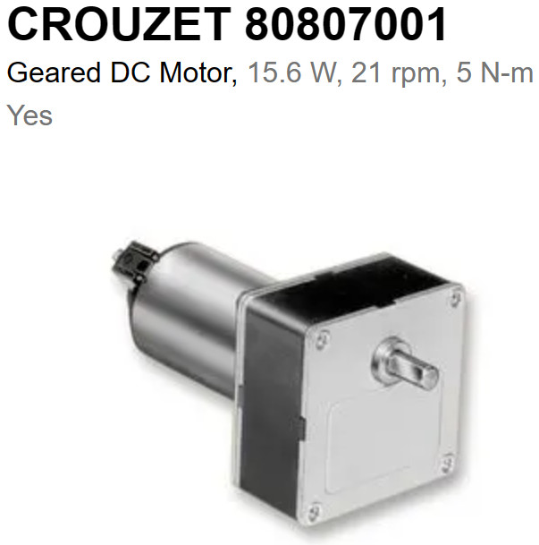 Moteur CROUZET 80807001 Geared 24VDC Motor 15.6 W 21 rpm 5 N-m dans Autres équipements commerciaux et industriels  à Laval/Rive Nord