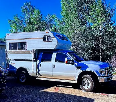 1989 Cascade Slide-In Truck Camper with upgraded 2020 furnace and working appliances. NO LEAKS. NO M...