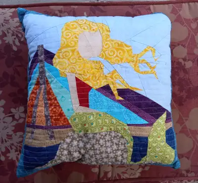 Handmade quilted mermaid pillow, View more