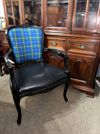 Black-Blue Middle Century Chair Nova Scotia Tartan