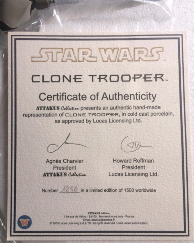 ATTAKUS CLONE TROOPER LIMITED EDITION 1256/1500.  in Arts & Collectibles in Brantford - Image 2