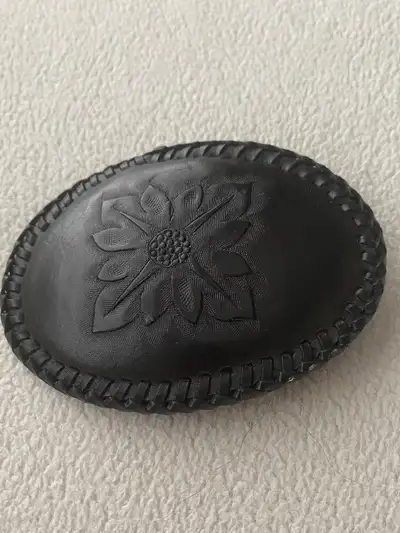 Vintage leather belt buckle, View more