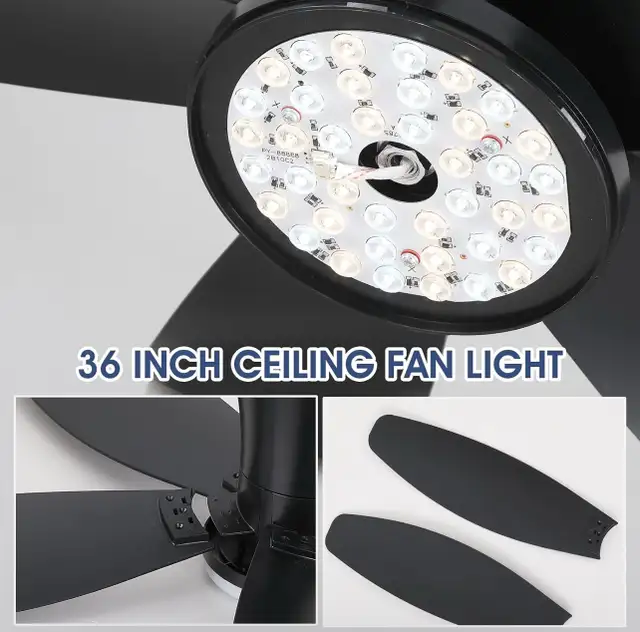 42” Ceiling Fan with Light Remote Control APP LED Flush Mount  in Indoor Lighting & Fans in Hamilton - Image 8