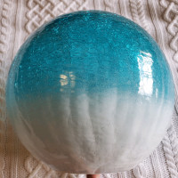 Large Turquoise Crackle Glass Sphere Shaped Decor Light Globe