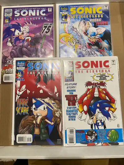 Selling a lot of Sonic the Hedgehog comic books from Archie Comics. A run of 15 comics from issue #1...