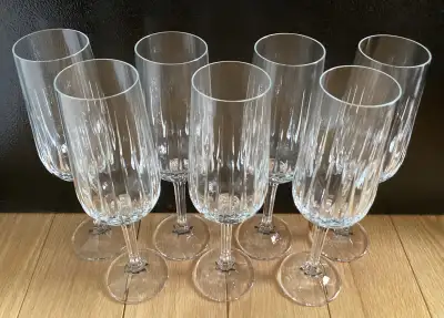 PRICE DROP! Set of 7 Vintage Crystal Champagne Flutes Glasses, View more