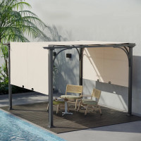 10' x 10' Outdoor Pergola Patio Gazebo Retractable Canopy Sun Sh