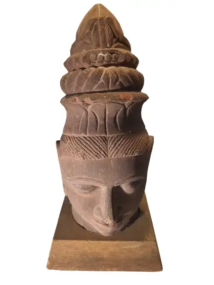 Monumental 14" Hand-Carved Solid Sandstone Deity Sculpture578765035951237128