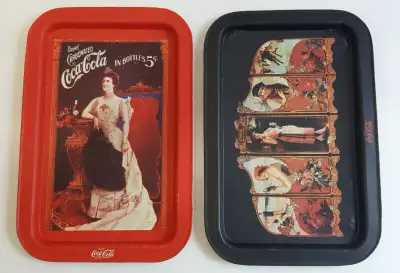 Both Are 14" in Width, Matt Surface Finish Red Tray in Good Condition, Black Tray in Fair Condition....