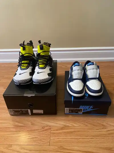 Both pairs are deadstock. Nike Acronym Presto Men’s 9 ($320) Jordan 1 Obsidian Lows Women’s 5.5/Yout...