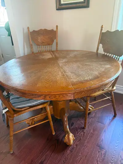 Oak Dining Table and Chairs Set, extendable table., View more