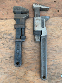 Old hand tools Trimo and Gray adjustable pipe wrenches