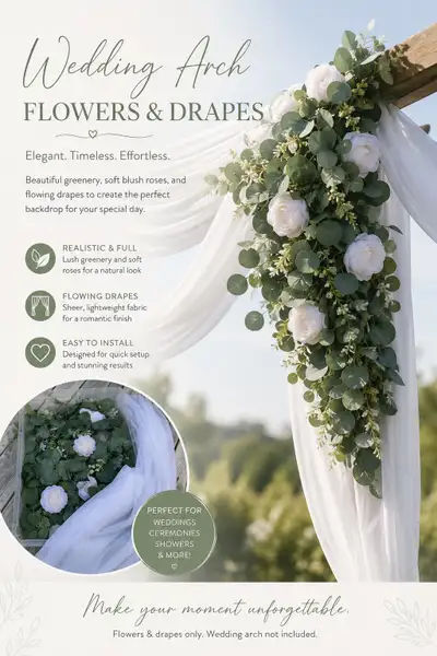 Wedding Arch Floral & Draping Set, View more