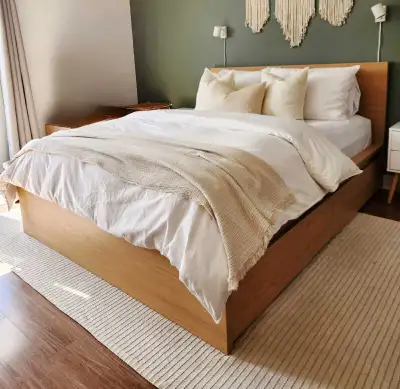 Queen bed frame with 4 storage drawers, View more