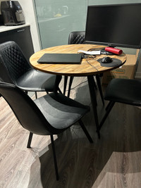 structube wooden dining table with 4 chairs 