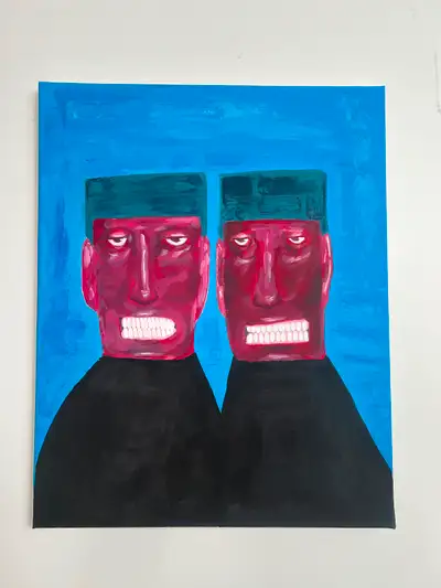 - Les jumeaux - Art abstrait - Peinture acrylique - 50 x 40 cm (20 x 16 pouces) - Toile tendue sur c...