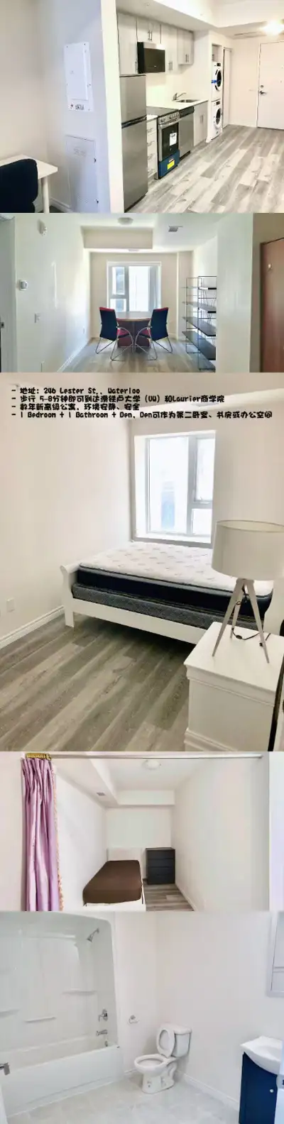 **Luxury Condo for Rent Near the University of Waterloo | 1 Bedroom + 1 Bathroom + Den (Can Be Used...