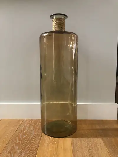 VERY LARGE GLASS AMBER COLOURED VASE, View more