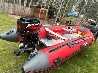 2016 seabright inflatable 60/40 mercury jet 2004 model. 2 stroke. Tiller electric start