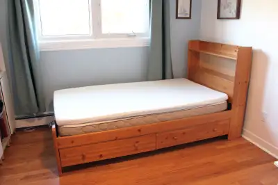 Solid Wood Twin Bed WITH Mattress, View more