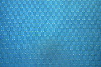 Blue basketweave vinyl-coated upholstery fabric w silver thread
