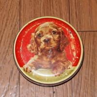 Vintage Candy Tin Toffee Can Puppy Dog Cocker Spaniel England
