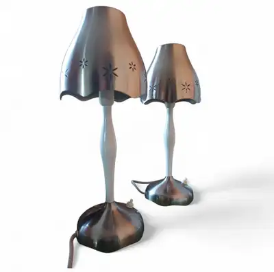 Retro 1990s IKEA stainless steel table lamp, View more