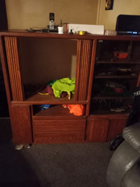 Oak wall unit/tv stand for $600