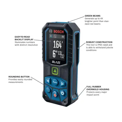 Bosch BLAZE GLM165-25G Green-Beam Laser Measure, 165-ft, View more