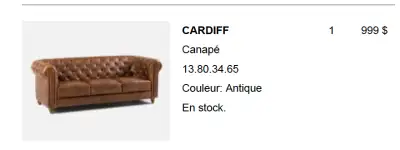 SOFA CARDIFF – BROWN LEATHER S CANAPÉ 3 seater Antique Cuire
