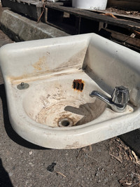 Vintage Corner Cast Iron Sink