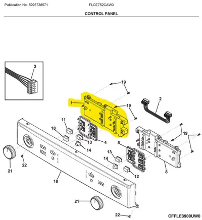 Frigidaire, Board Assembly, User Interface (OEM) SKU: 5304523182, View more