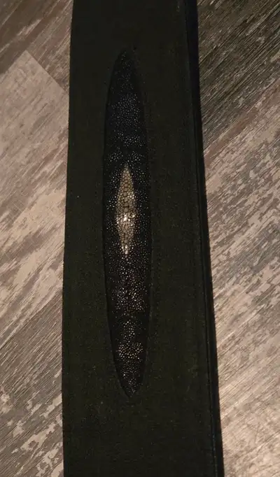 Custom made levis leather and snake skin guitar strap, View more