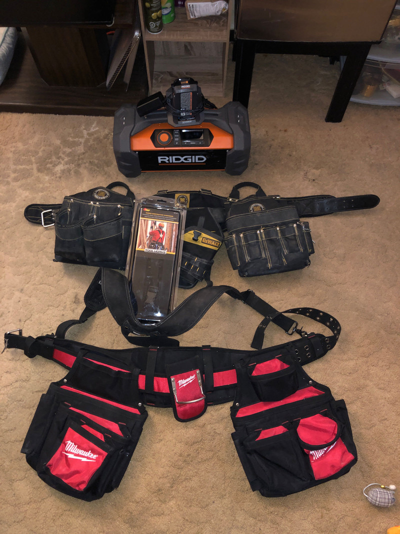 Milwaukee tool belt and Rigid work radio Tool Storage & Benches