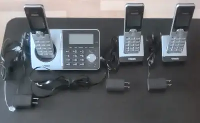 Téléphones sans fil à 3 combinés pour la maison de marque VTech, avec répondeur numérique, afficheur...
