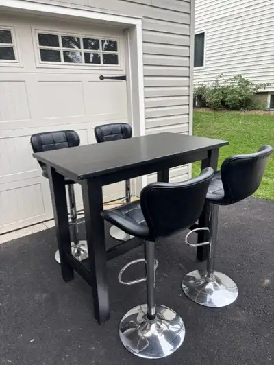 Dining Bar Table / 4 Chairs + Living  Room Chair + Leather Couch, View more
