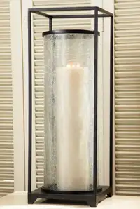 Open Cube Tall Lantern- Metal and Glass