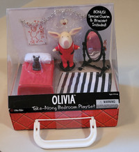 Olivia The Pig Little KIds Take-Along Bedroom Playset