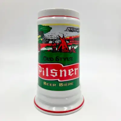 Pilsner Beer Stein Mug Vintage Old Style Green White Label Rabbi, View more