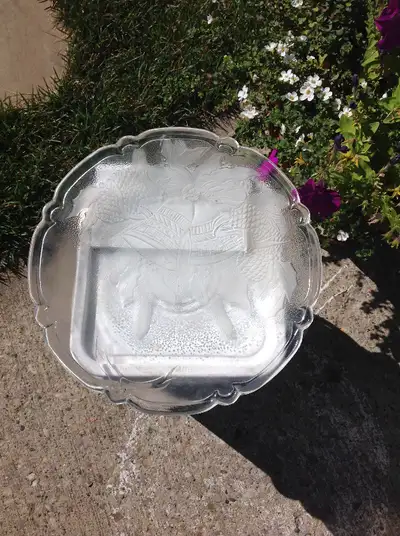 Serving plate with etched Bells, View more