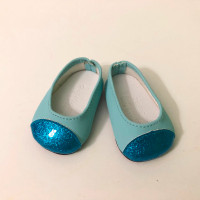 American Girl Doll Blue Flats Shoes with Sparkle Toes for 18 In