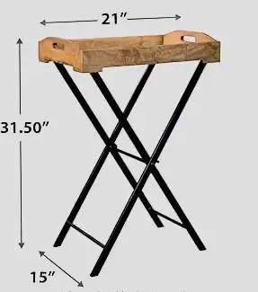 Rustic Foldable Wooden-Metal Tray Table64141847897858120