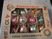 Vintage glass Christmas balls, 1960s, 12 in box,original box