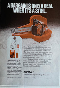 1977 Stihl Chainsaws Original Ad