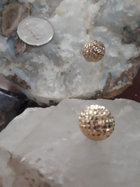 Solid 14k Gold diamond cut 14mm Dome Earrings