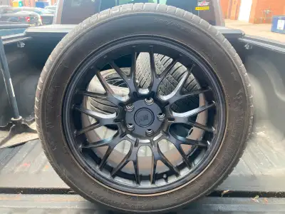 Motegi Rims 18 inch came off 2008 mustang gt fronts are 2554518,rears are 2854018 comes with black l...