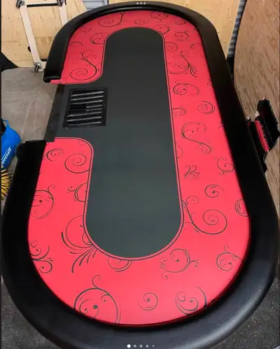 Brand new 9'x4' 10-11 player + dealer poker table. $1320 all in (was $1495). Slot and locking drop-b...