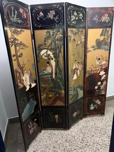 Chinese 4 Fold Coromandel Lacquer Floor Screen, View more